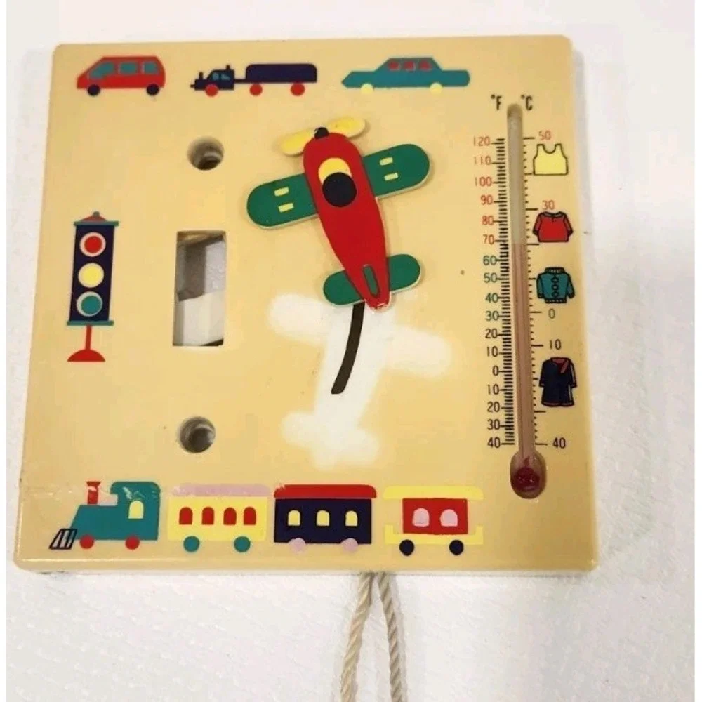 Vintage Termomete Yellow Plain/Train‎ Nursery  Switch Plate With Pull Strings